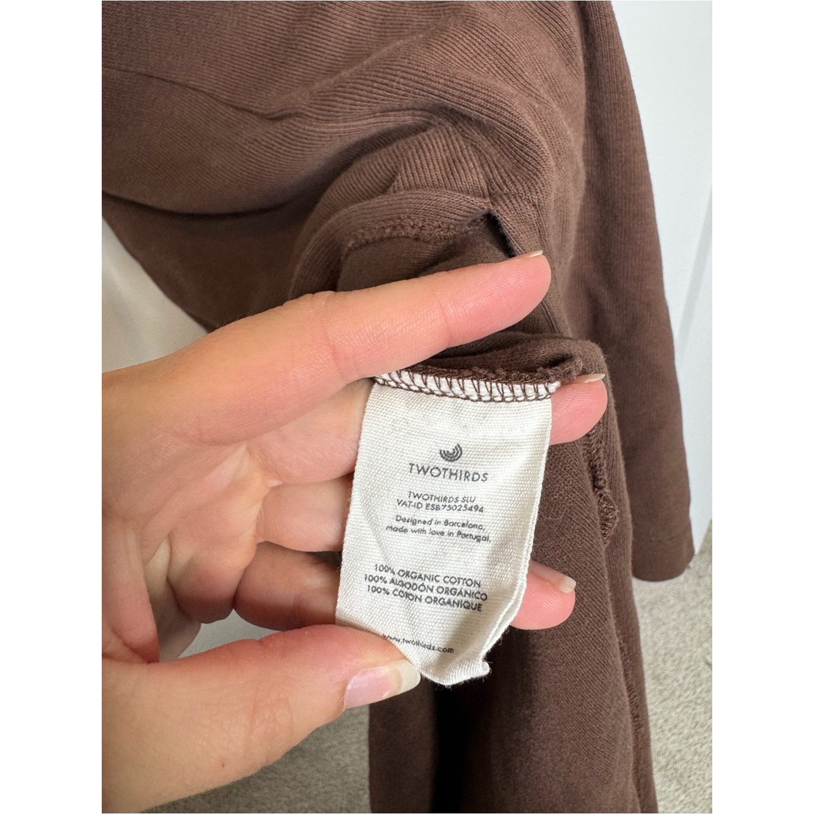 Twothirds Brown Organic Cotton Turtleneck Sweatshirt Midi Dress Size Small — image 4 of 6